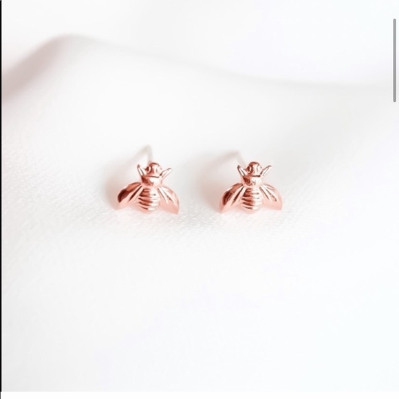 Tiny Honeybee Stud Earrings in 925 Sterling Silver, Gold, or Rose Gold Filled - Picture 7 of 15